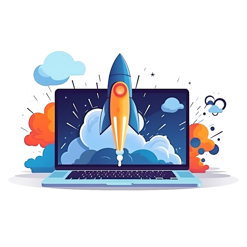 DigiCoders Rocket Laptop Illustration
