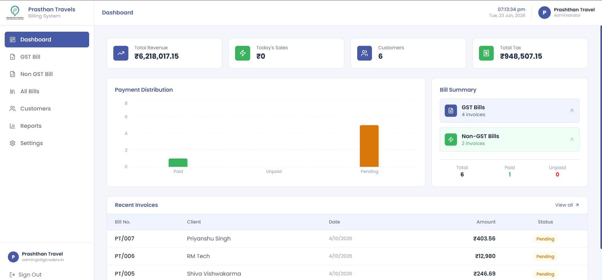 Travels Billing Software